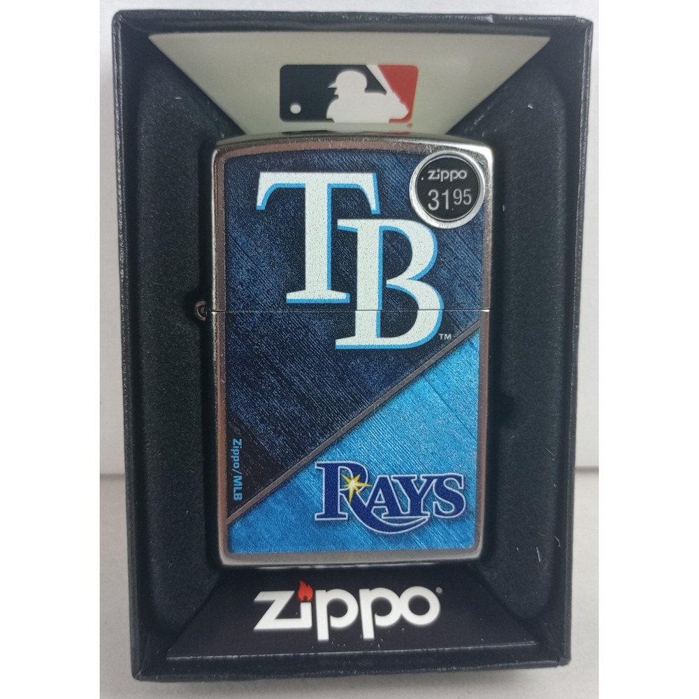 Brand New in Box Genuine Zippo MLB Lighter Tampa Bay Rays Street Chrome